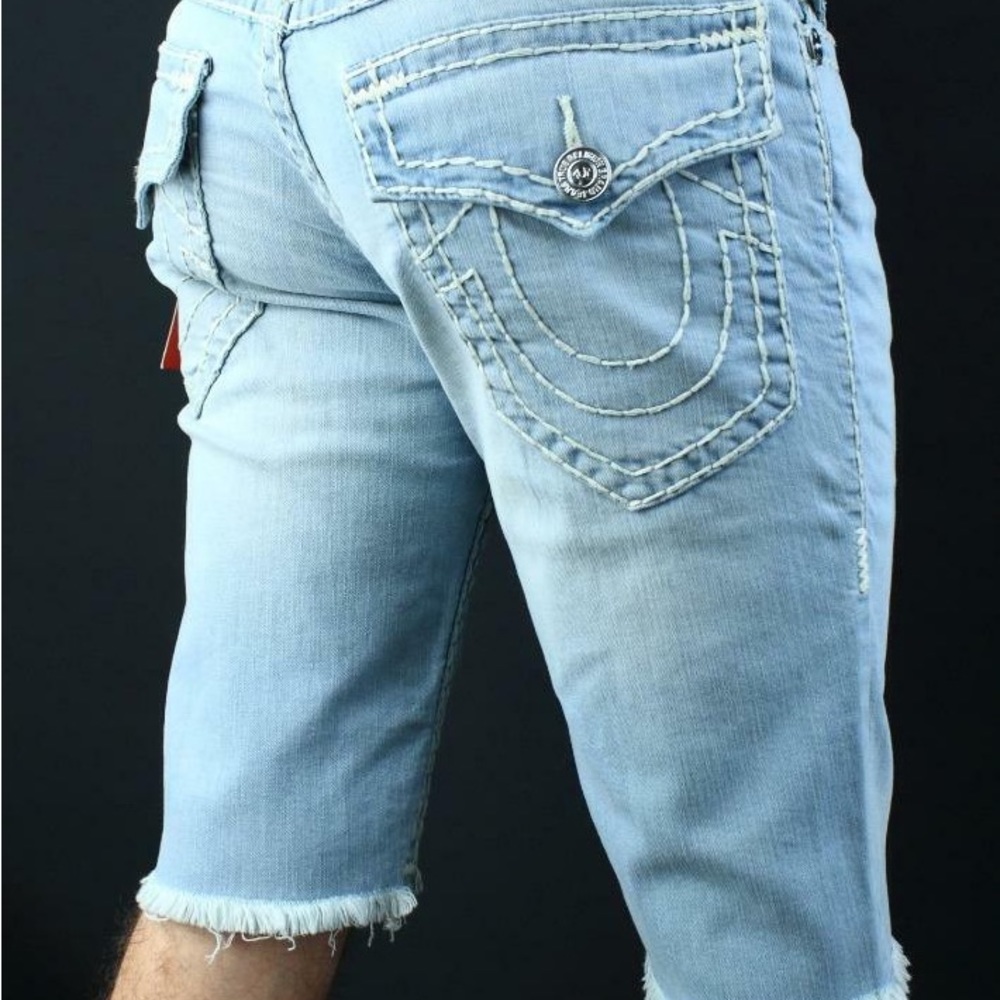TRUE RELIGION Ricky Flap Super T - Cut Off Men’s Denim Shorts -M 38